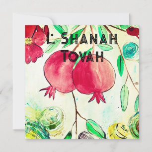 Granatäpple Rosh Hashanah Frukt Shana Tova Julkort