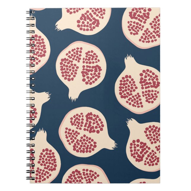 Granatäpple, sömlös mönster, bakgrund med pomeg anteckningsbok (Framsidan)