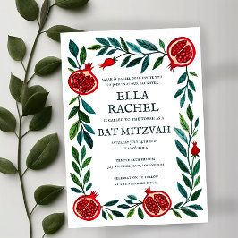 granatäpplen Anpassningsbar Fladdermus Pub Mitzvah Inbjudningar