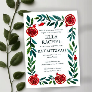 granatäpplen Anpassningsbar Fladdermus Pub Mitzvah Inbjudningar
