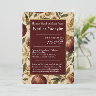 Granatäpplen, Netilat Yadayim, Shabbat-bön Kort