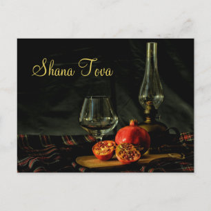 Granater, Vin och oljelampa Rosh Hashanah Vykort