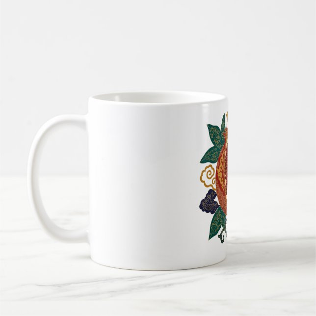 Granatfladdermus Överflöd Kinesisk Konst Kaffemugg (Vänster)