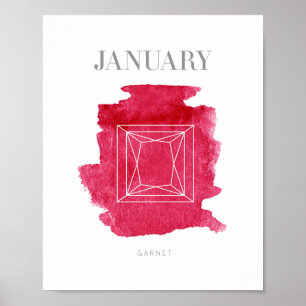 Granatrött Birthstone Januari Poster