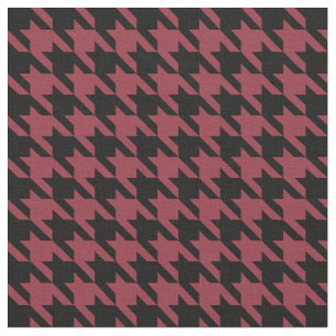 Granatrött och svart Houndstooth Tyg