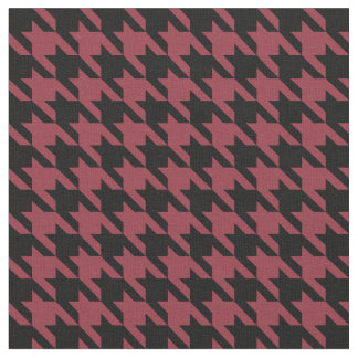Granatrött och svart Houndstooth Tyg