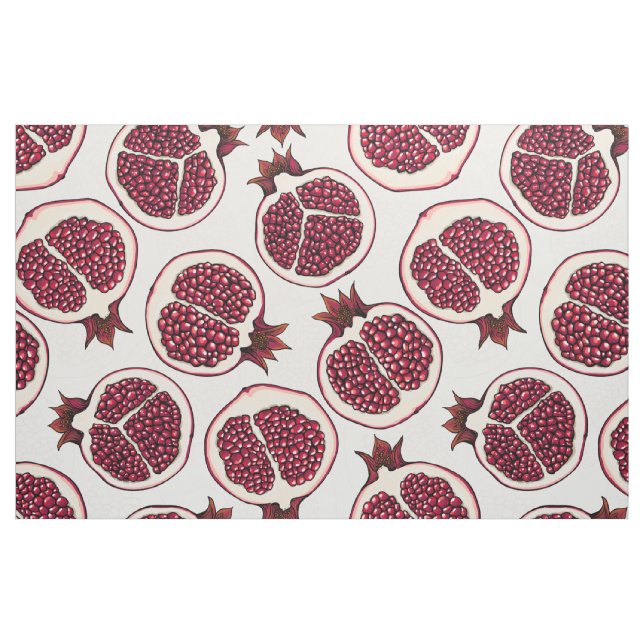 Granatskivor på vita tyg (Fat Quarter)
