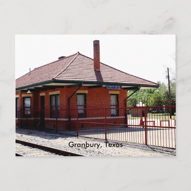 Granbury RR-station, Granbury, Texas Vykort (Framsida)