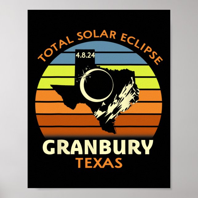 Granbury Texas Total Solar Eclipse 2024 Poster (Framsidan)