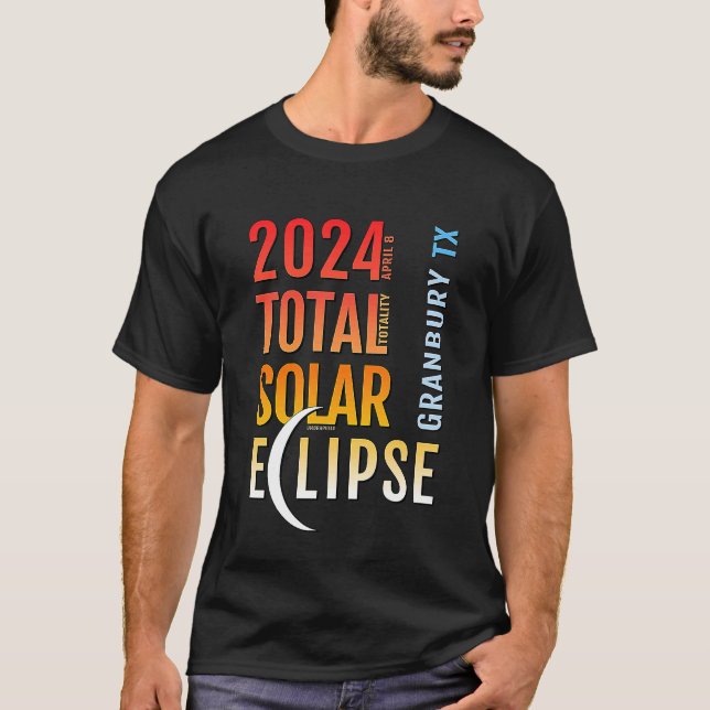 Granbury Texas TX Total Solar Eclipse 2024 5 T Shirt (Framsida)