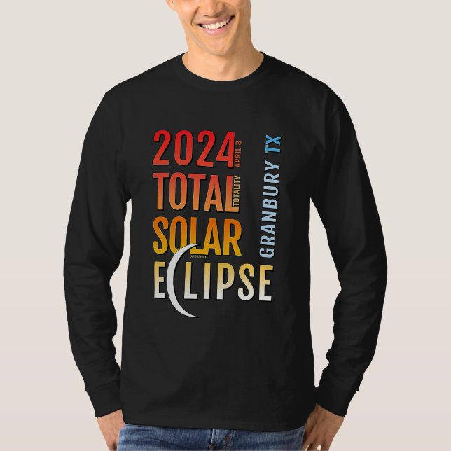 Granbury Texas TX Total Solar Eclipse 2024 5 T Shirt (Framsida)