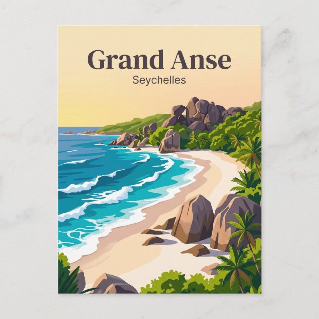 Grand Anse Seychellerna Vykort (Framsida)