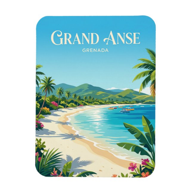 Grand Anse-stranden Grenada Magnet (Vertikal)