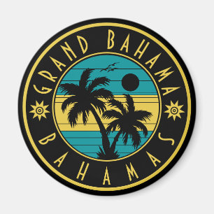 Grand Bahama Bahamas Retro Handflatan träd Souveni Magnet