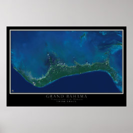 Grand Bahama Island från Space Satellite Karta Poster