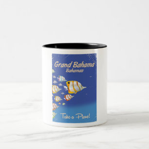 Grand Bahama Vintage Tropical Fish Travel-affisch Två-Tonad Mugg