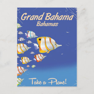 Grand Bahama Vintage Tropisk fisk reseresaaffisch Vykort
