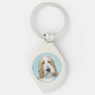 Grand Basset Griffon Vendeen - Original Hund Art Swirl Silverfärgad Nyckelring