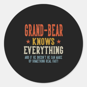 Grand-bear vet allt fars dag retro runt klistermärke