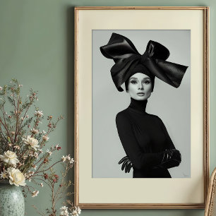 Grand Bow: Monochrome Haute Couture Porträtt Poster