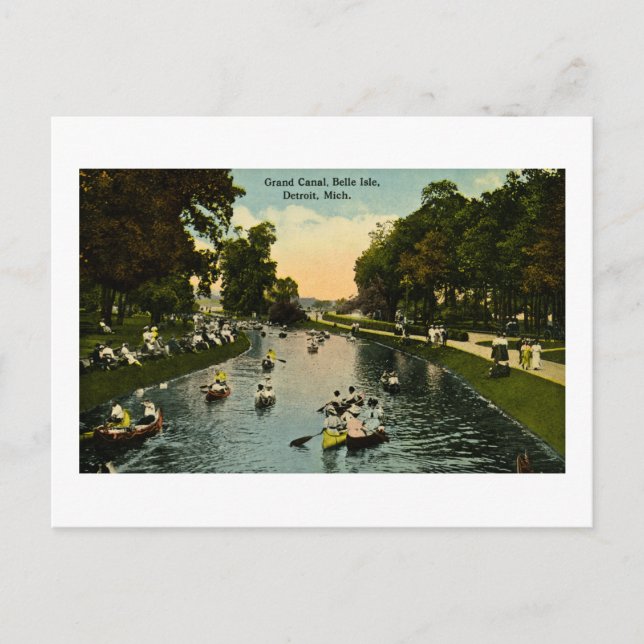 Grand Canal Belle Isle, Detroit, Michigan Vykort (Framsida)