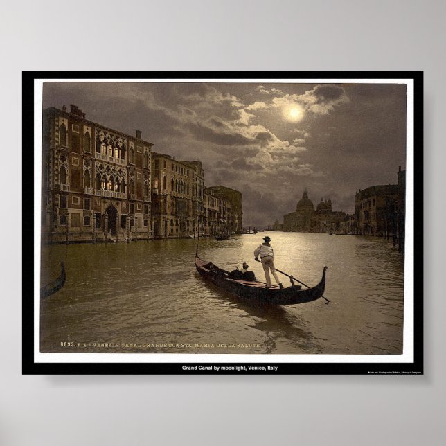 Grand Canal by moonlight, Venedig, Italien Poster (Framsidan)