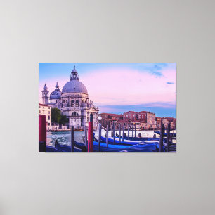 Grand Canal med gondolas och kyrkan i Venedig Canvastryck