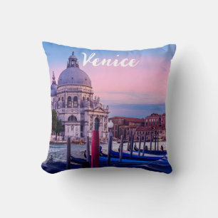 Grand Canal med gondolas och kyrkan i Venedig Kudde