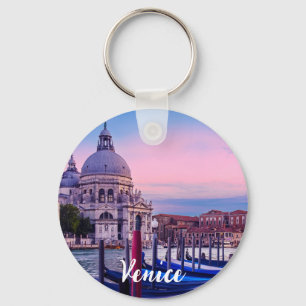 Grand Canal med gondolas och kyrkan i Venedig Nyckelring
