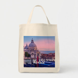 Grand Canal med gondolas och kyrkan i Venedig Tygkasse