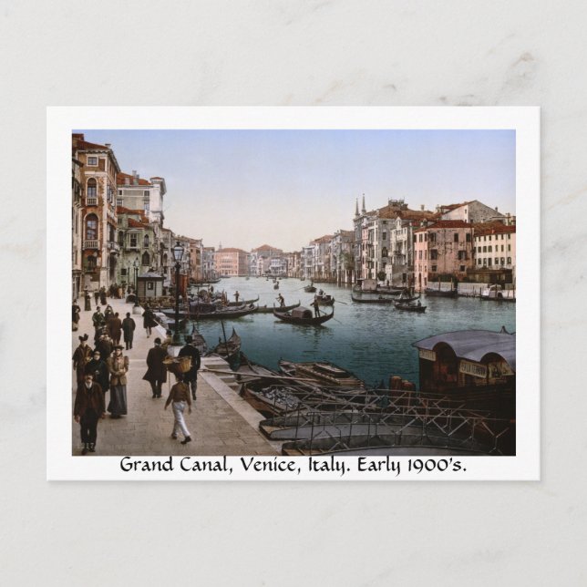 Grand Canal Venedig-Italien c1900 Vykort (Framsida)