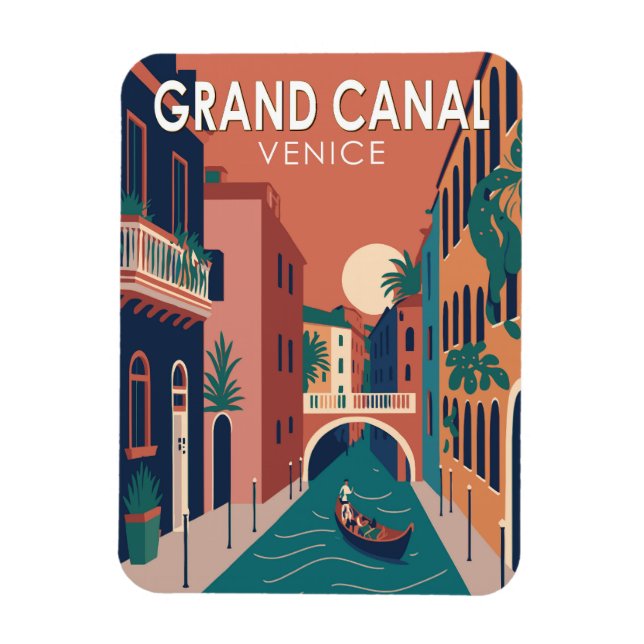 Grand Canal Venice Travel Art Vintage Magnet (Vertikal)