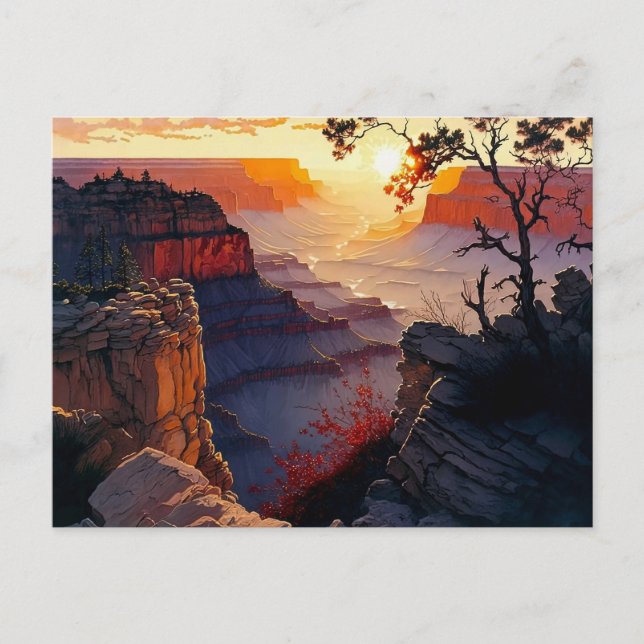 Grand Canyon at Sunset Digital Painting Vykort (Framsida)