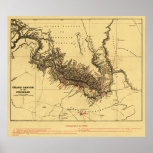 Grand Canyon av den Colorado RiverPanoramic kartan Poster