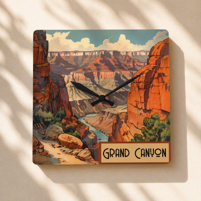 Grand Canyon-Äventyrs Hemdekor Fyrkantig Klocka (Skapare uppladdad)