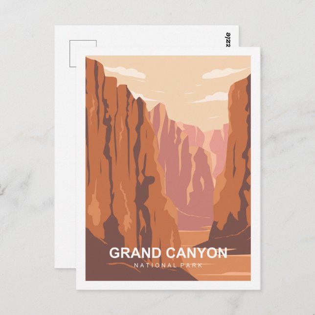 Grand Canyon Berömd Travel Ställe Illustration Vykort (Fram/baksida)
