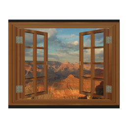 Grand Canyon Fake Faux Window View USA Trätavla