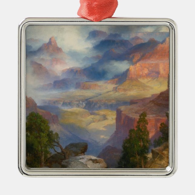Grand Canyon i Mist (av Thomas Moran) Julgransprydnad Metall (Framsidan)