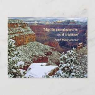 Grand Canyon in Winter with Emerson Quote Vykort