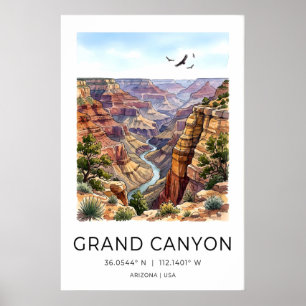 Grand Canyon konsttryck ökenpanorama i svart Poster