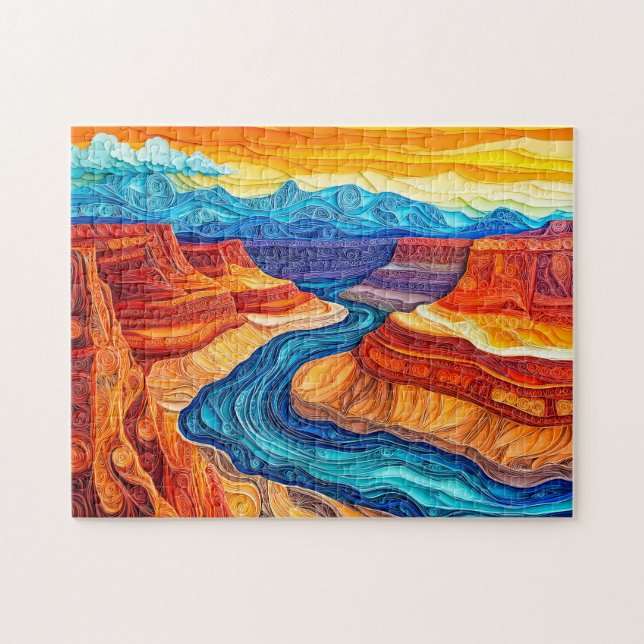 Grand Canyon-landskap i quillingstil Pussel (Horisontell)