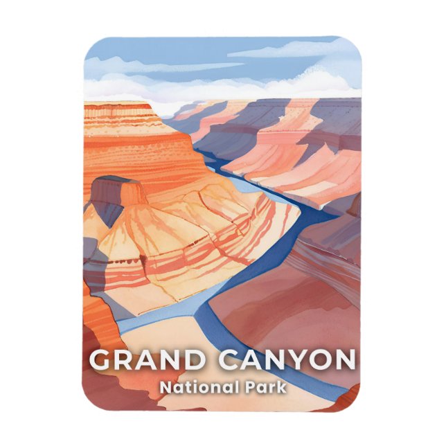 Grand Canyon National Park Akvarell Resa Magnet (Vertikal)
