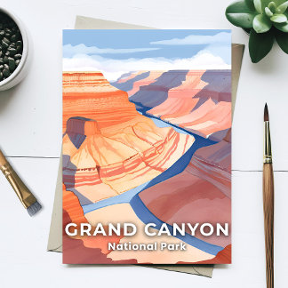 Grand Canyon National Park Akvarell Resa Vykort