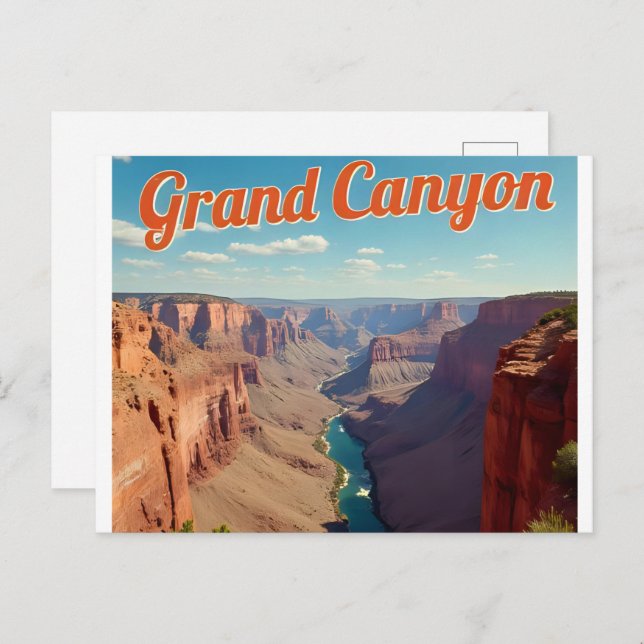 Grand Canyon National Park Arizona Retro Vykort (Fram/baksida)