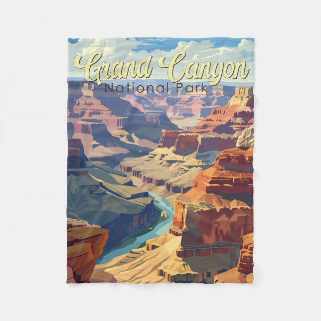 Grand Canyon National Park Illustration Travel Art Fleecefilt (Framsidan)