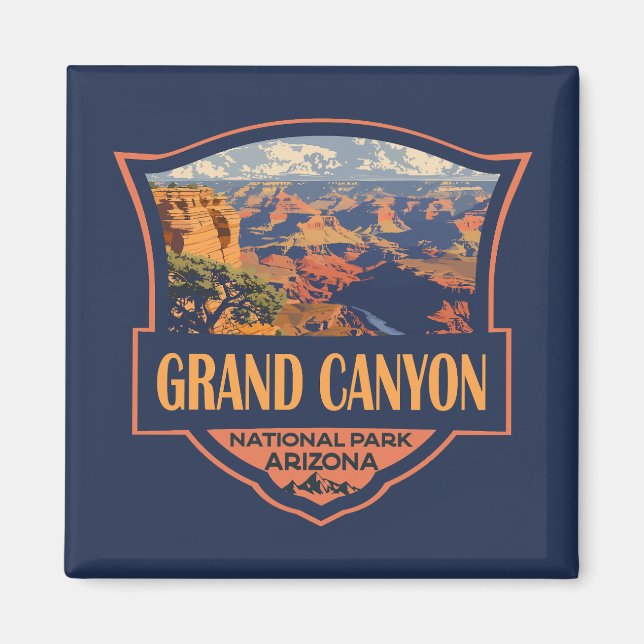 Grand Canyon National Park Illustration Travel Art Magnet (Framsidan)