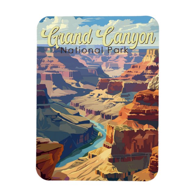 Grand Canyon National Park Illustration Travel Art Magnet (Vertikal)