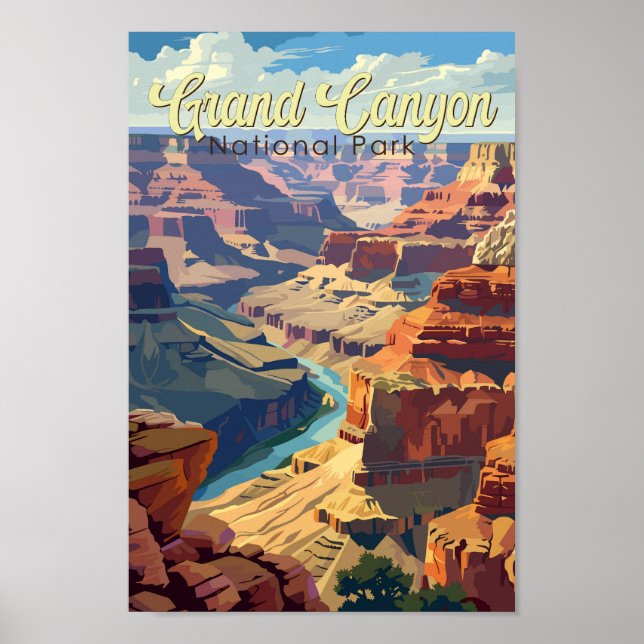 Grand Canyon National Park Illustration Travel Art Poster (Framsidan)