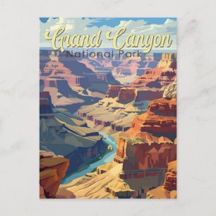Grand Canyon National Park Illustration Travel Art Vykort