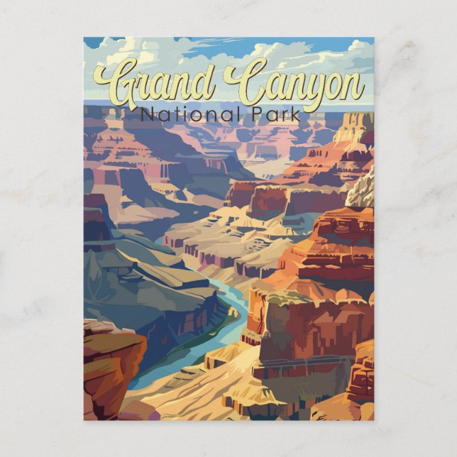 Grand Canyon National Park Illustration Travel Art Vykort (Framsida)